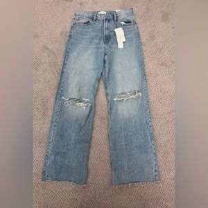 Zara wide leg ripped jeans